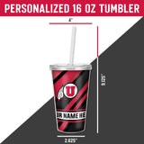 Utah University Personalized Clear Tumbler with Straw