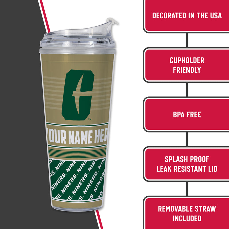 North Carolina-Charlotte 49ers Personalized 24-Oz Hinged Lid Tumbler