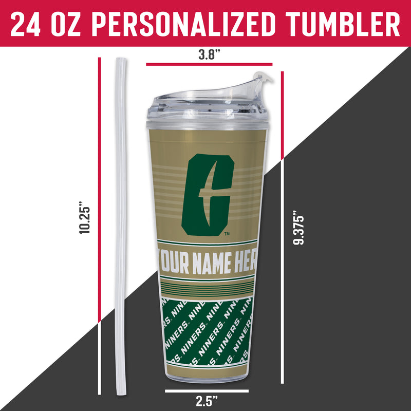 North Carolina-Charlotte 49ers Personalized 24-Oz Hinged Lid Tumbler
