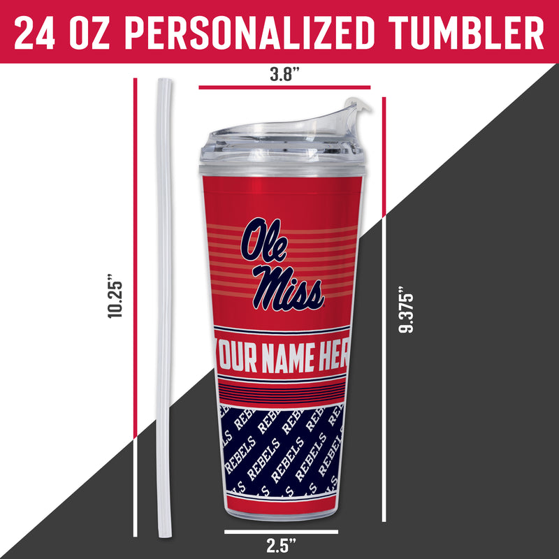 Mississippi Rebels Personalized 24-Oz Hinged Lid Tumbler