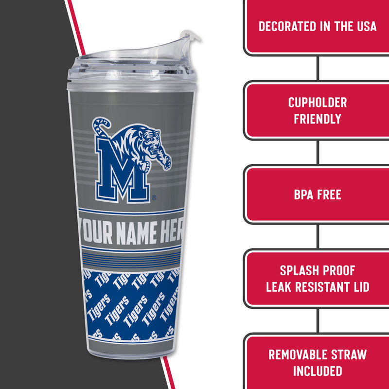 Memphis Tigers Personalized 24-Oz Hinged Lid Tumbler