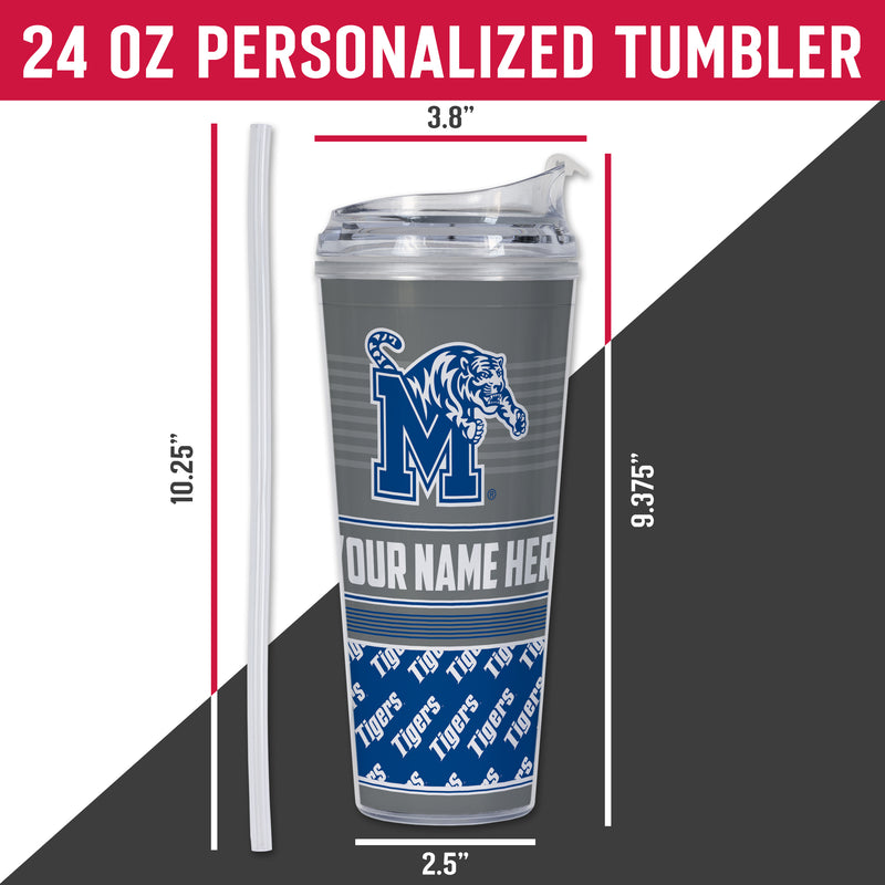 Memphis Tigers Personalized 24-Oz Hinged Lid Tumbler