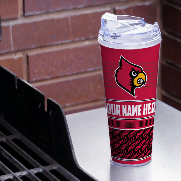 Louisville Cardinals Personalized 24-Oz Hinged Lid Tumbler