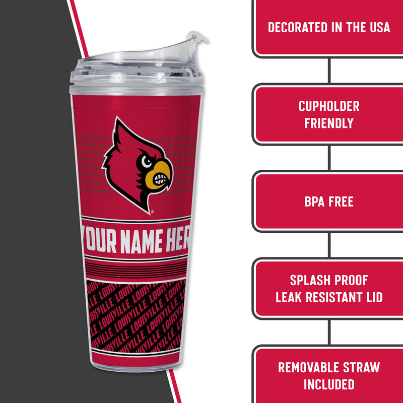 Louisville Cardinals Personalized 24-Oz Hinged Lid Tumbler