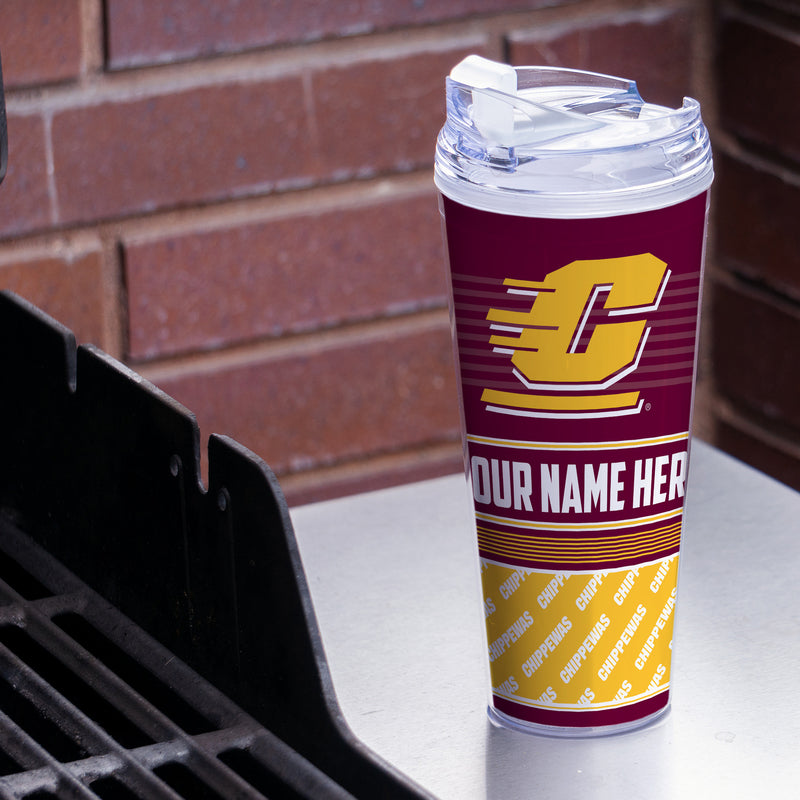 Central Michigan Chippewas Personalized 24-Oz Hinged Lid Tumbler