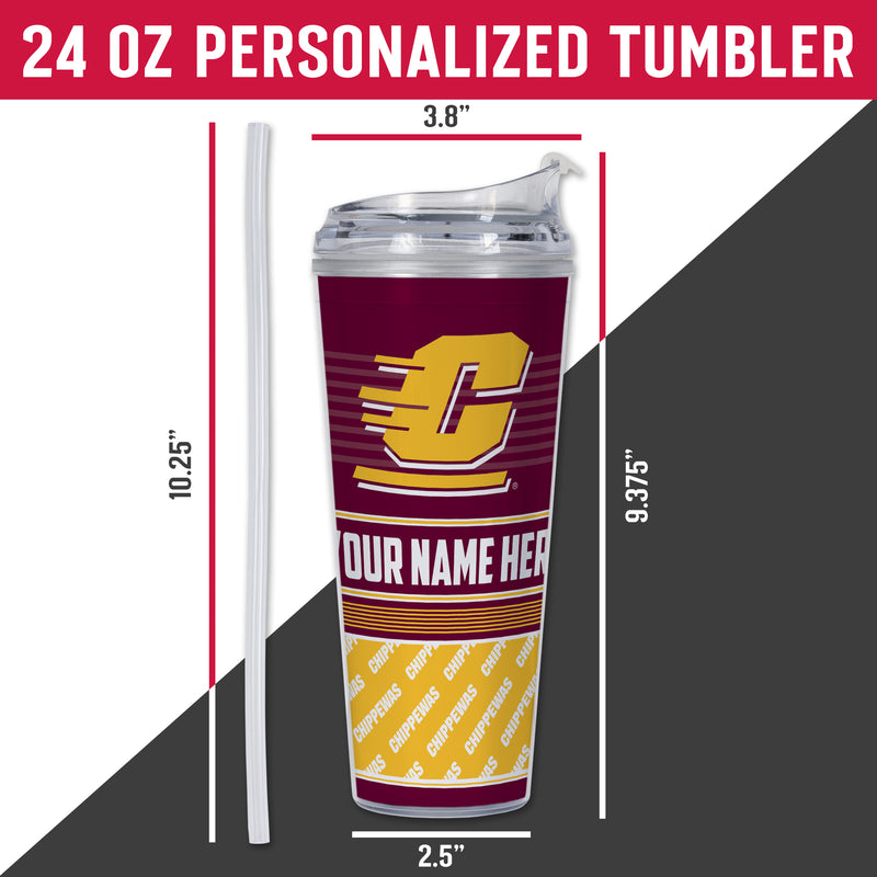 Central Michigan Chippewas Personalized 24-Oz Hinged Lid Tumbler