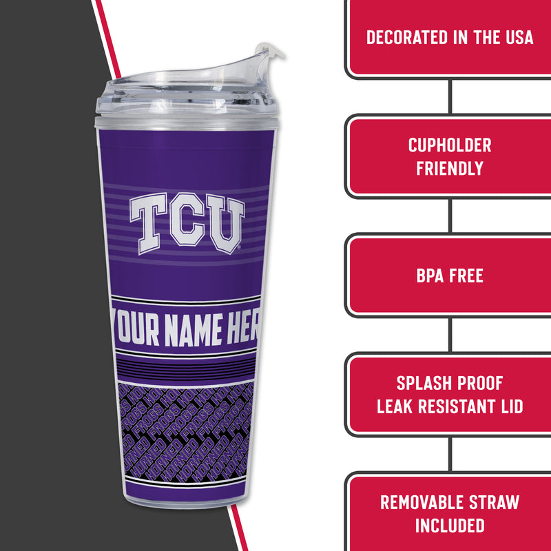 TCU Horned Frogs Personalized 24-Oz Hinged Lid Tumbler