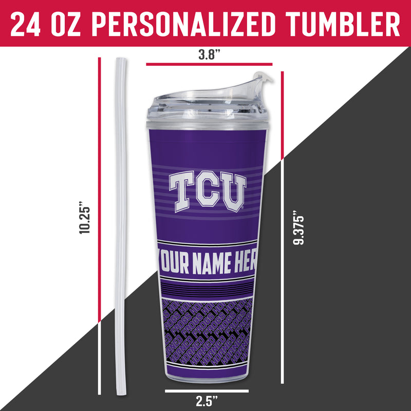 TCU Horned Frogs Personalized 24-Oz Hinged Lid Tumbler