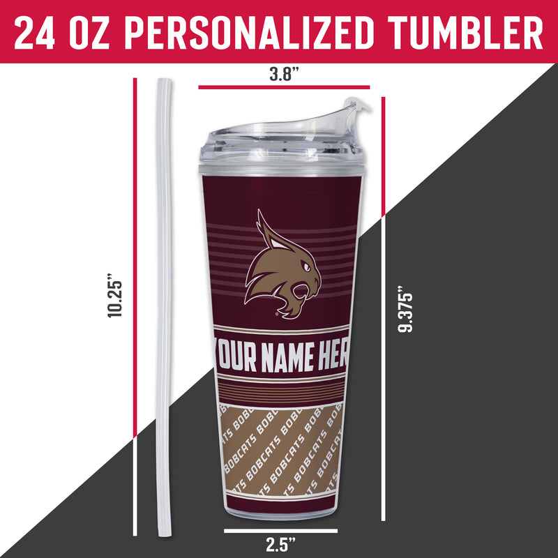 Texas State Bobcats Personalized 24-Oz Hinged Lid Tumbler