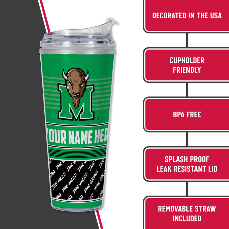 Marshall Thundering Herd Personalized 24-Oz Hinged Lid Tumbler