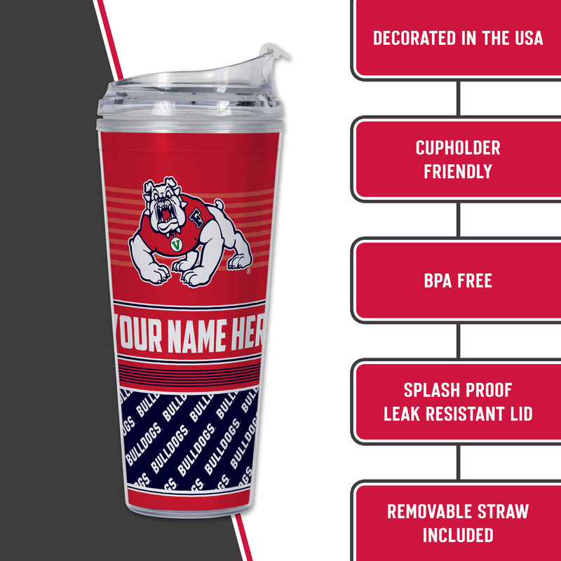 Fresno State Bulldogs Personalized 24-Oz Hinged Lid Tumbler