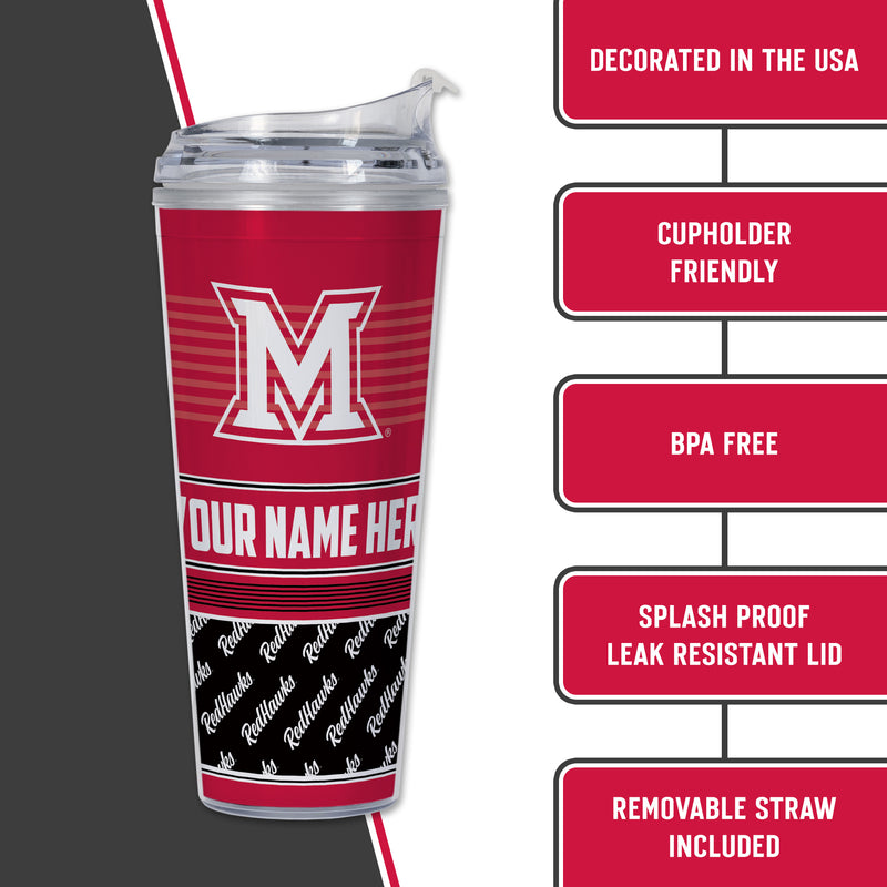 Miami of Ohio Redhawks Personalized 24-Oz Hinged Lid Tumbler