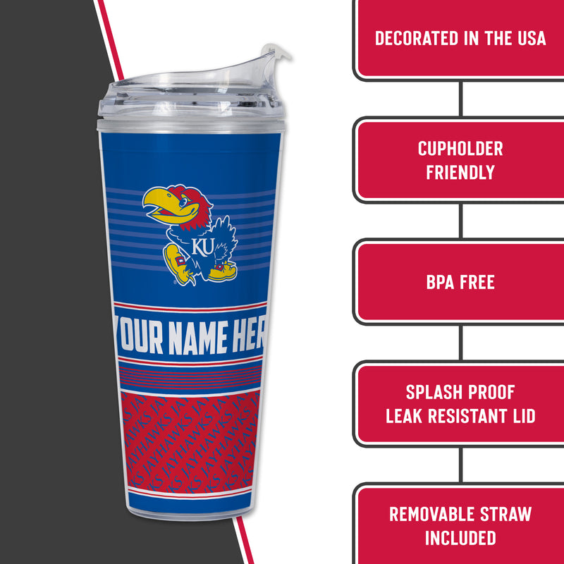 Kansas Jayhawks Personalized 24-Oz Hinged Lid Tumbler