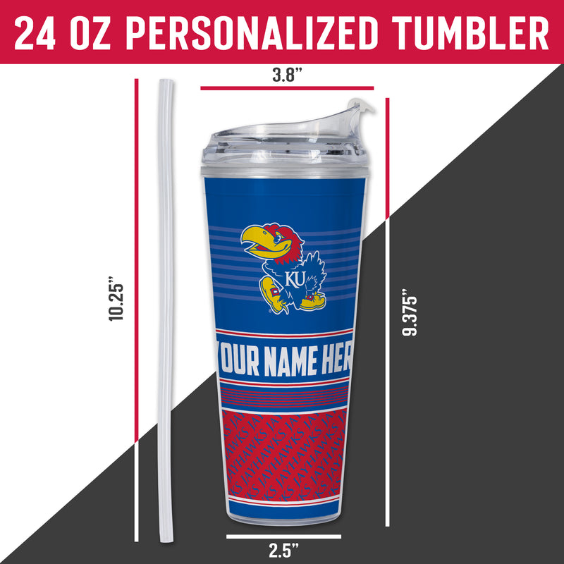 Kansas Jayhawks Personalized 24-Oz Hinged Lid Tumbler