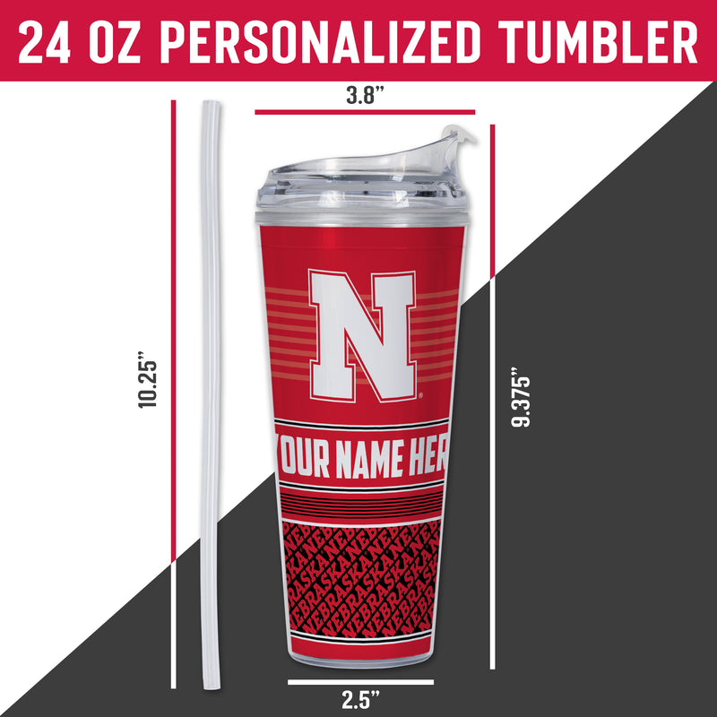 Nebraska Cornhuskers Personalized 24-Oz Hinged Lid Tumbler