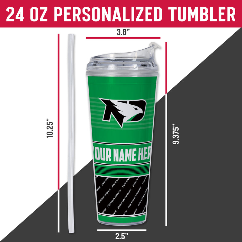 North Dakota Fighting Hawks Personalized 24-Oz Hinged Lid Tumbler