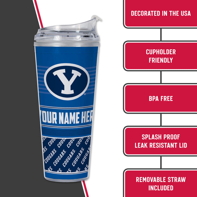 BYU Cougars Personalized 24-Oz Hinged Lid Tumbler