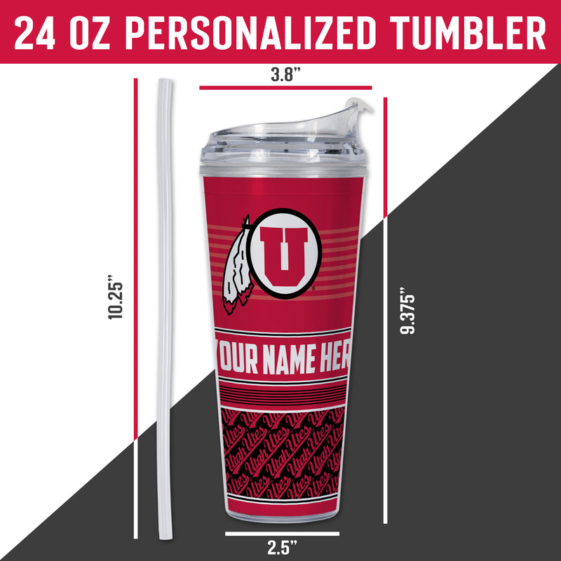 Utah Utes Personalized 24-Oz Hinged Lid Tumbler