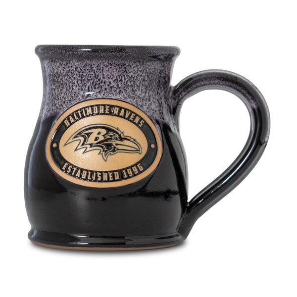 Baltimore Ravens 14-oz Two-Tone Tall Belly Mug, Handmade Large Ceramic Coffee Mug With Team Logo, Premium Deneen Pottery Made in USA