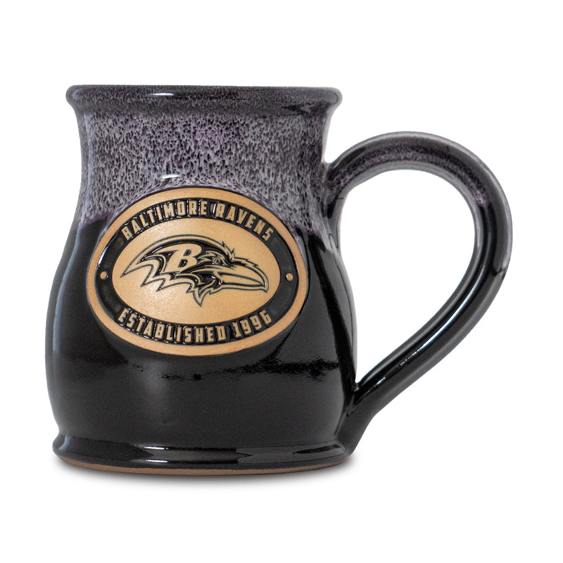 Baltimore Ravens 14-oz Two-Tone Tall Belly Mug, Handmade Large Ceramic Coffee Mug With Team Logo, Premium Deneen Pottery Made in USA