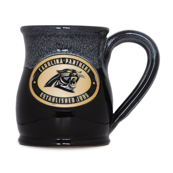 Carolina Panthers 14-oz Two-Tone Tall Belly Mug, Handmade Large Ceramic Coffee Mug With Team Logo, Premium Deneen Pottery Made in USA