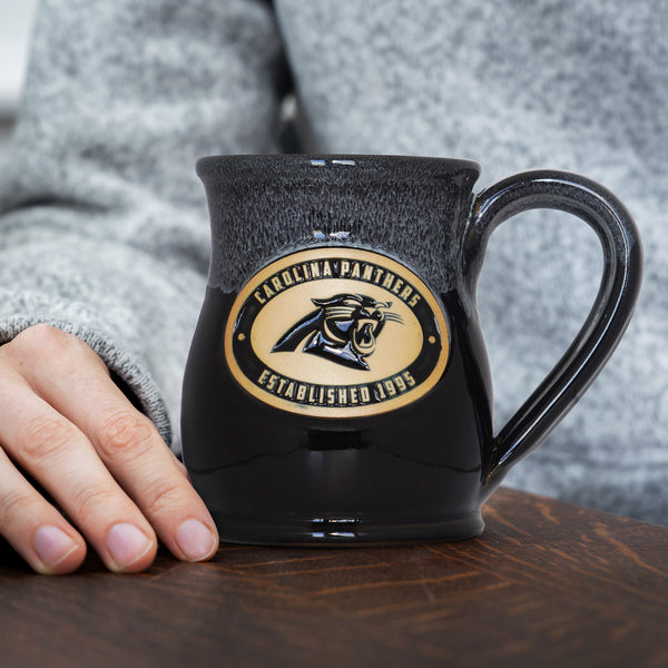 Carolina Panthers 14-oz Two-Tone Tall Belly Mug, Handmade Large Ceramic Coffee Mug With Team Logo, Premium Deneen Pottery Made in USA