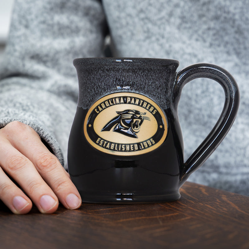 Carolina Panthers 14-oz Two-Tone Tall Belly Mug, Handmade Large Ceramic Coffee Mug With Team Logo, Premium Deneen Pottery Made in USA