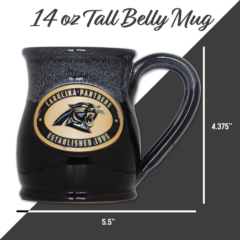 Carolina Panthers 14-oz Two-Tone Tall Belly Mug, Handmade Large Ceramic Coffee Mug With Team Logo, Premium Deneen Pottery Made in USA
