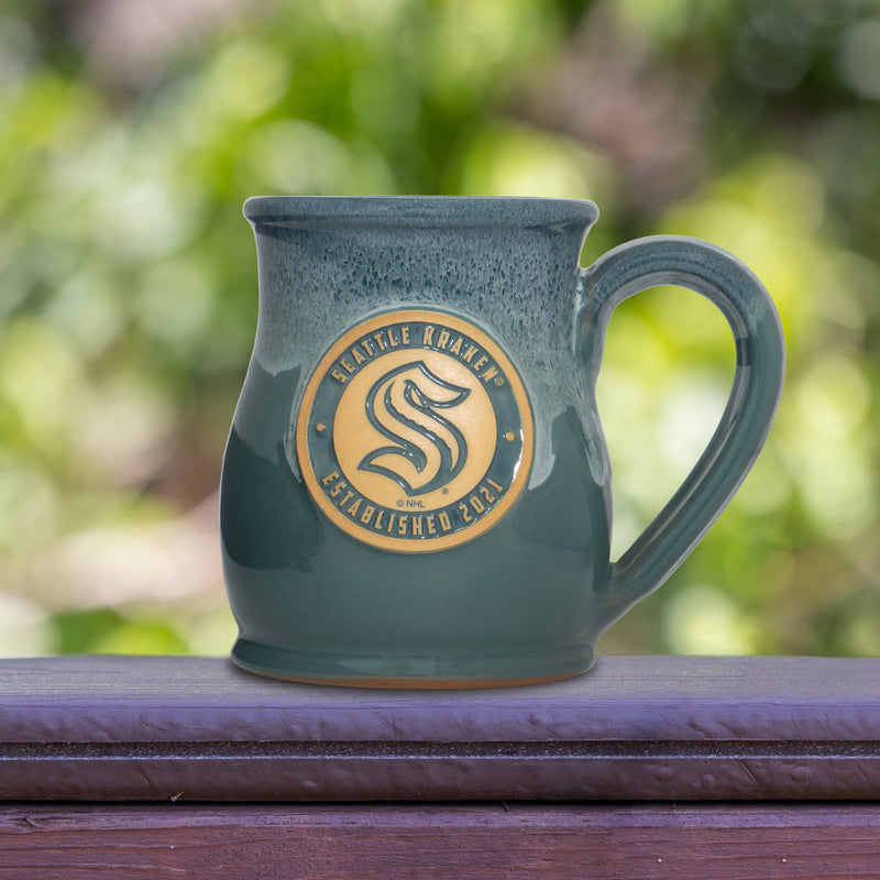 Seattle Kraken 14-oz Two-Tone Tall Belly Mug, Handmade Large Ceramic Coffee Mug With Team Logo, Premium Deneen Pottery Made in USA