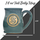 Seattle Kraken 14-oz Two-Tone Tall Belly Mug, Handmade Large Ceramic Coffee Mug With Team Logo, Premium Deneen Pottery Made in USA