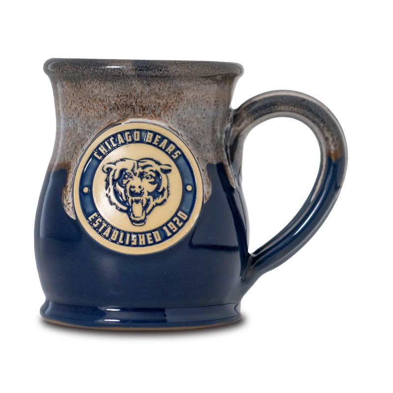 Chicago Bears 14-oz Two-Tone Tall Belly Mug, Handmade Large Ceramic Coffee Mug With Team Logo, Premium Deneen Pottery Made in USA