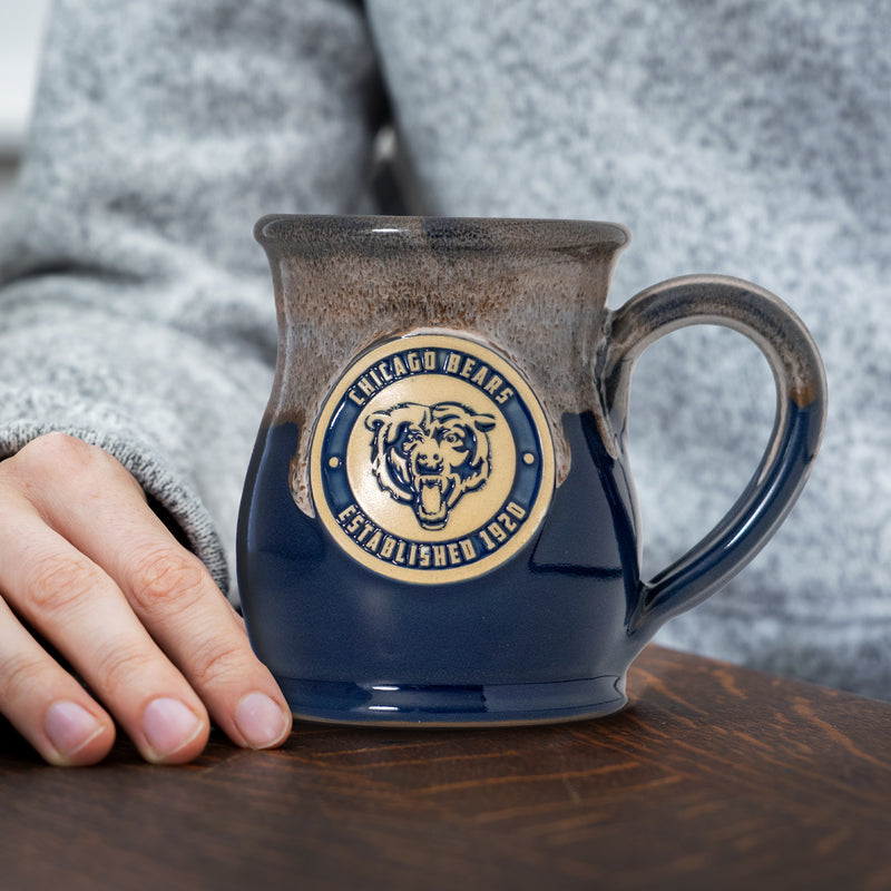 Chicago Bears 14-oz Two-Tone Tall Belly Mug, Handmade Large Ceramic Coffee Mug With Team Logo, Premium Deneen Pottery Made in USA