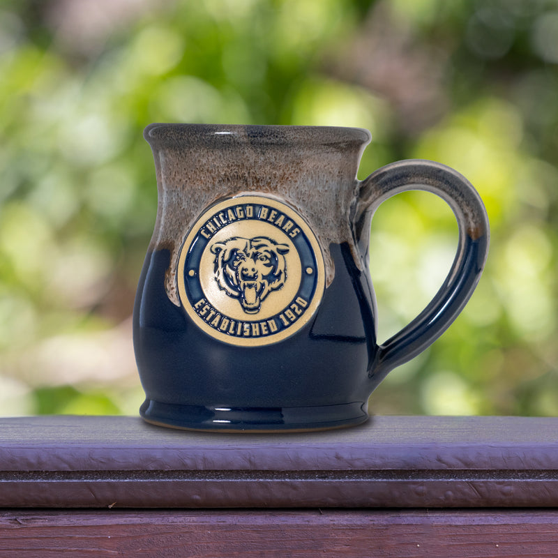 Chicago Bears 14-oz Two-Tone Tall Belly Mug, Handmade Large Ceramic Coffee Mug With Team Logo, Premium Deneen Pottery Made in USA