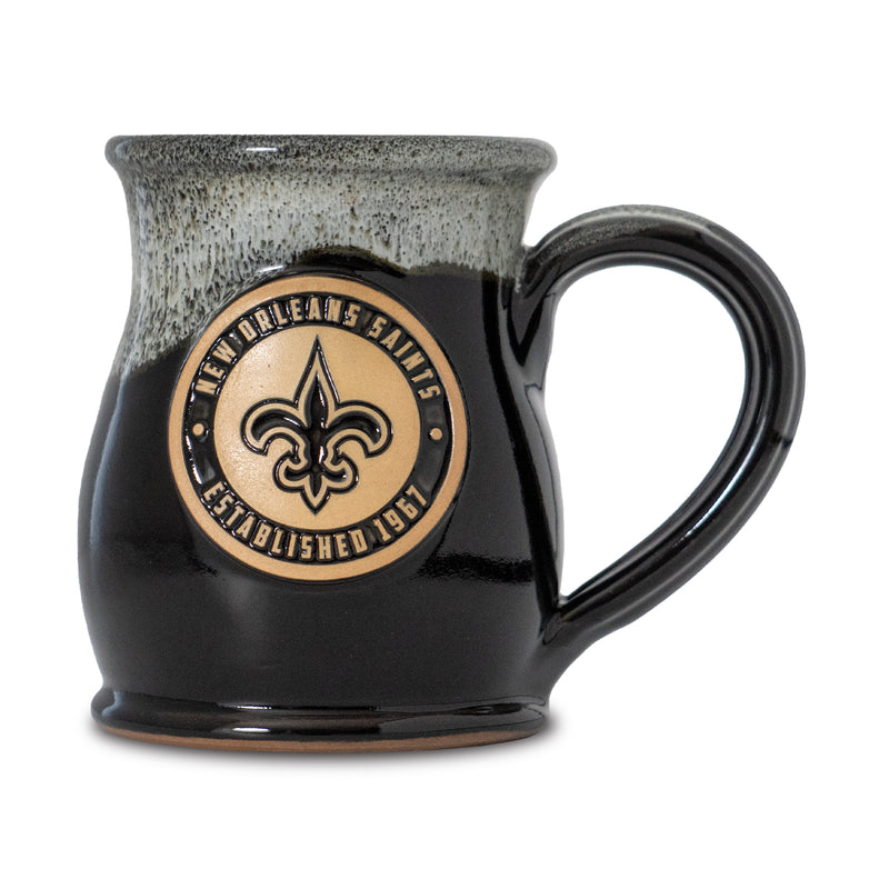 New Orleans Saints 14-oz Two-Tone Tall Belly Mug, Handmade Large Ceramic Coffee Mug With Team Logo, Premium Deneen Pottery Made in USA