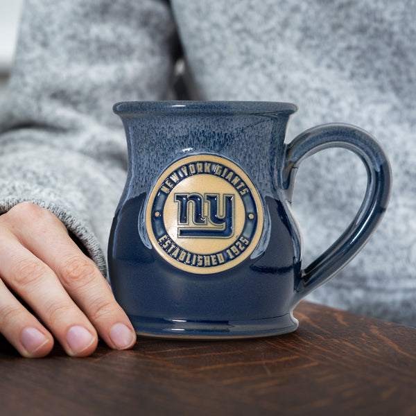 New York Giants 14-oz Two-Tone Tall Belly Mug, Handmade Large Ceramic Coffee Mug With Team Logo, Premium Deneen Pottery Made in USA