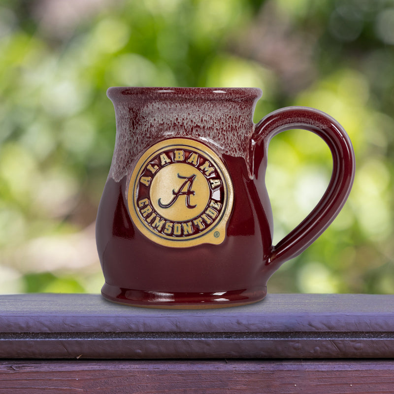 Alabama Crimson Tide 14-oz Two-Tone Tall Belly Mug, Handmade Large Ceramic Coffee Mug With Team Logo, Premium Deneen Pottery Made in USA