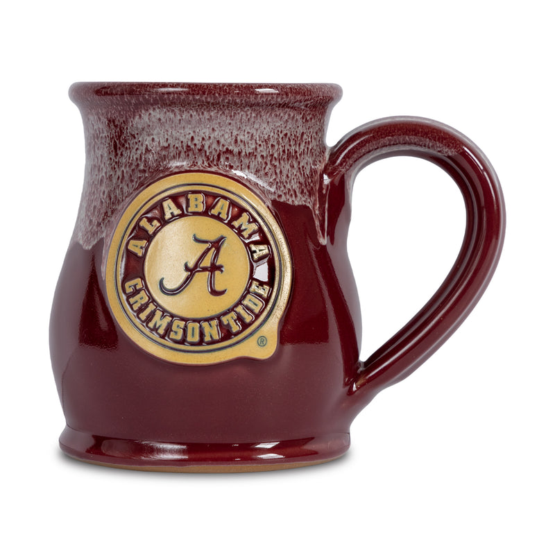 Alabama Crimson Tide 14-oz Two-Tone Tall Belly Mug, Handmade Large Ceramic Coffee Mug With Team Logo, Premium Deneen Pottery Made in USA