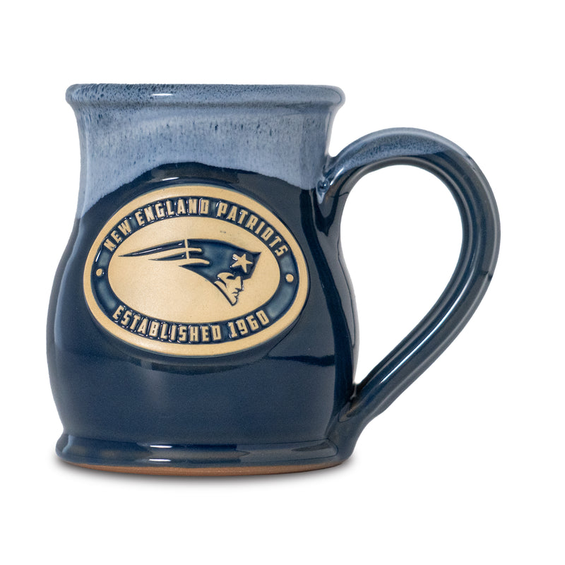 New England Patriots 14-oz Two-Tone Tall Belly Mug, Handmade Large Ceramic Coffee Mug With Team Logo, Premium Deneen Pottery Made in USA