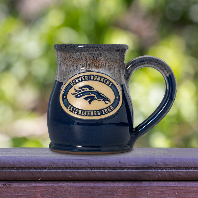 Denver Broncos 14-oz Two-Tone Tall Belly Mug, Handmade Large Ceramic Coffee Mug With Team Logo, Premium Deneen Pottery Made in USA