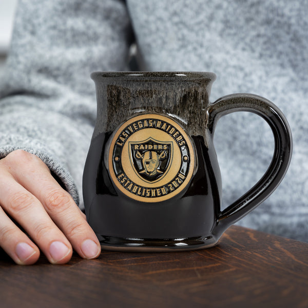 Las Vegas Raiders 14-oz Two-Tone Tall Belly Mug, Handmade Large Ceramic Coffee Mug With Team Logo, Premium Deneen Pottery Made in USA