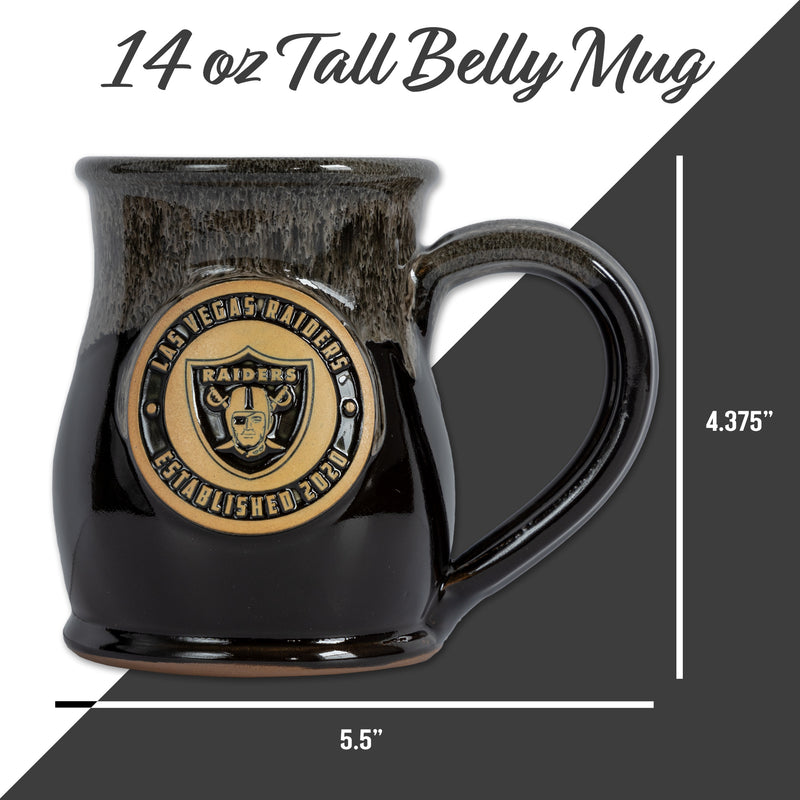 Las Vegas Raiders 14-oz Two-Tone Tall Belly Mug, Handmade Large Ceramic Coffee Mug With Team Logo, Premium Deneen Pottery Made in USA