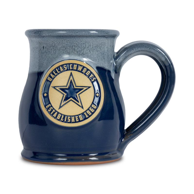 Dallas Cowboys 14-oz Two-Tone Tall Belly Mug, Handmade Large Ceramic Coffee Mug With Team Logo, Premium Deneen Pottery Made in USA