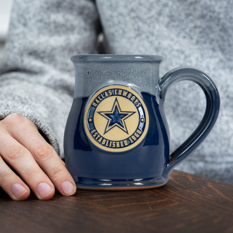 Dallas Cowboys 14-oz Two-Tone Tall Belly Mug, Handmade Large Ceramic Coffee Mug With Team Logo, Premium Deneen Pottery Made in USA