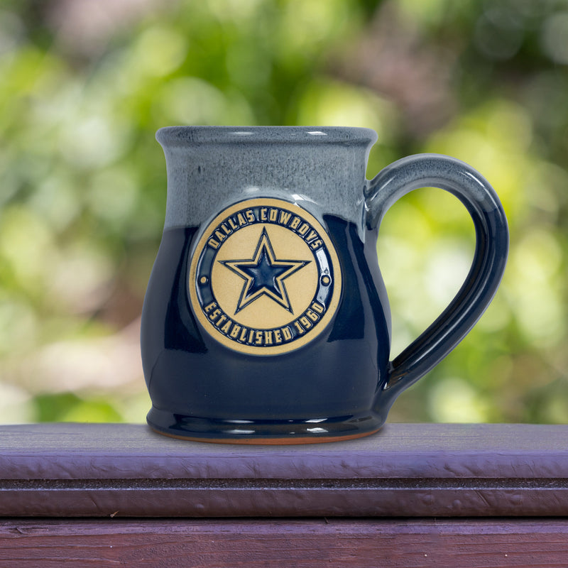 Dallas Cowboys 14-oz Two-Tone Tall Belly Mug, Handmade Large Ceramic Coffee Mug With Team Logo, Premium Deneen Pottery Made in USA