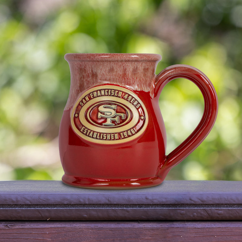 San Francisco 49ers 14-oz Two-Tone Tall Belly Mug, Handmade Large Ceramic Coffee Mug With Team Logo, Premium Deneen Pottery Made in USA
