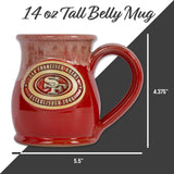 San Francisco 49ers 14-oz Two-Tone Tall Belly Mug, Handmade Large Ceramic Coffee Mug With Team Logo, Premium Deneen Pottery Made in USA