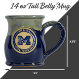 Michigan Wolverines 14-oz Two-Tone Tall Belly Mug, Handmade Large Ceramic Coffee Mug With Team Logo, Premium Deneen Pottery Made in USA