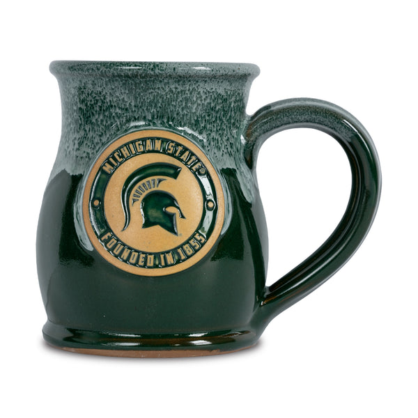Michigan State Spartans 14-oz Two-Tone Tall Belly Mug, Handmade Large Ceramic Coffee Mug With Team Logo, Premium Deneen Pottery Made in USA