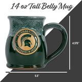 Michigan State Spartans 14-oz Two-Tone Tall Belly Mug, Handmade Large Ceramic Coffee Mug With Team Logo, Premium Deneen Pottery Made in USA