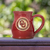 Oklahoma Sooners 14-oz Two-Tone Tall Belly Mug, Handmade Large Ceramic Coffee Mug With Team Logo, Premium Deneen Pottery Made in USA